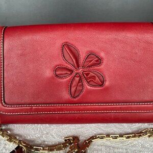 Vintage Powerland leather purse red color. 11”X 7”